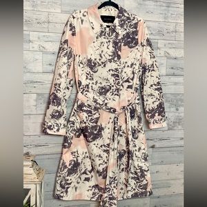 Absolutely beautiful Pink Tartan Floral Trench Coat Size L